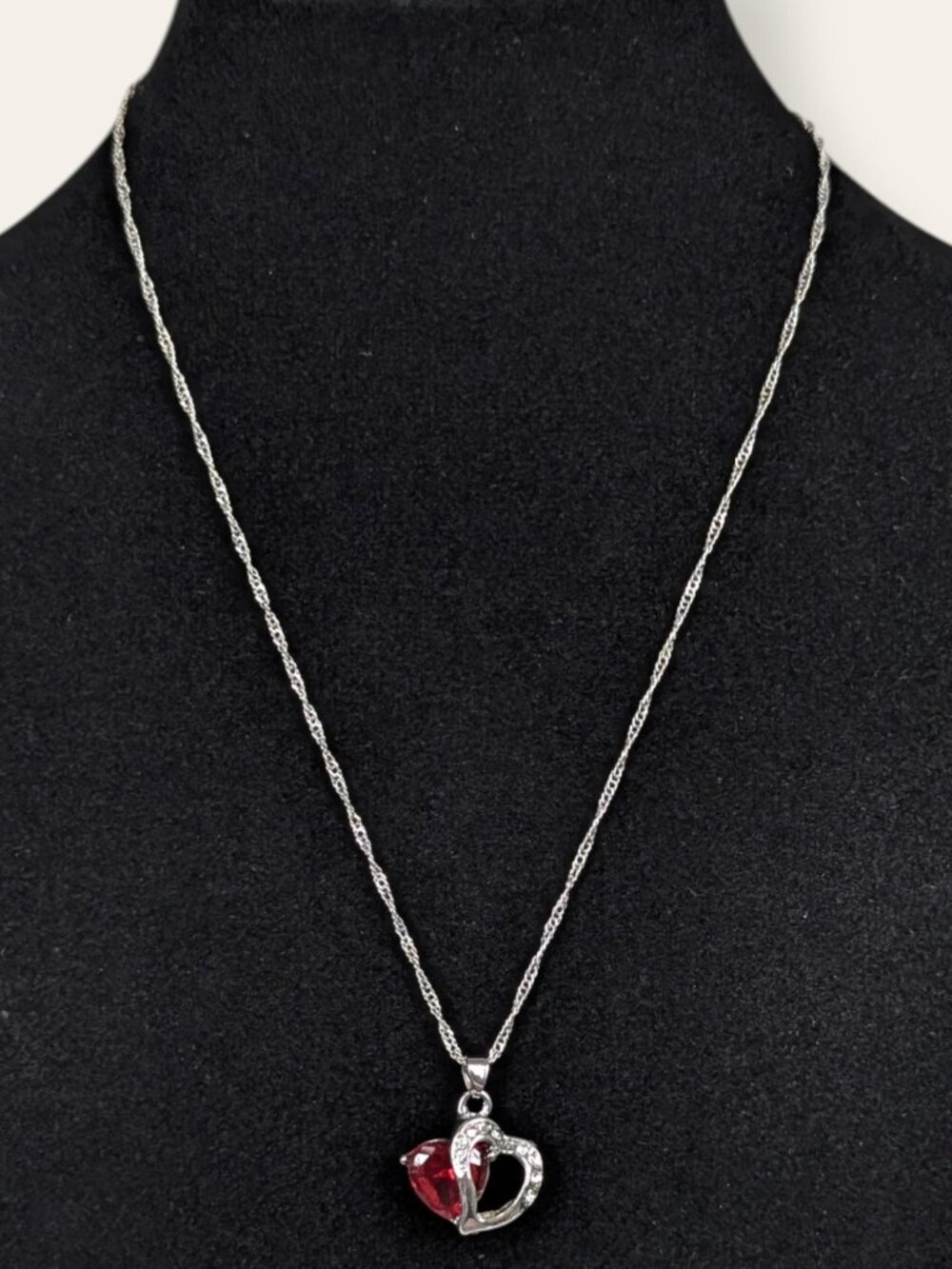 (2/$20) Dainty Red & Cut Out Heart Pendant Necklace